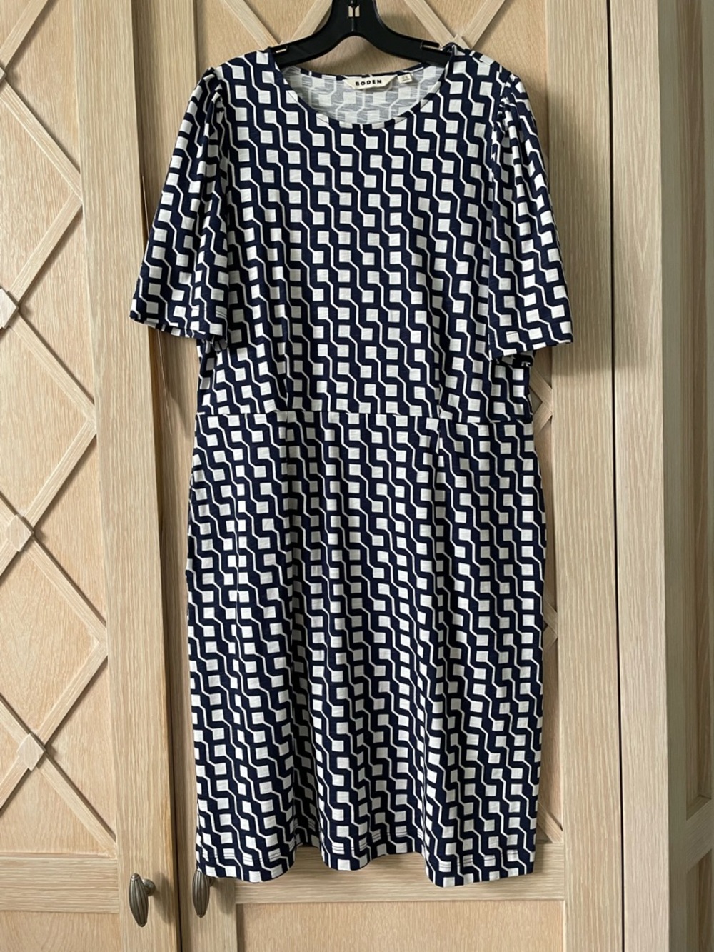 Navy and White Short Sleeve Dress